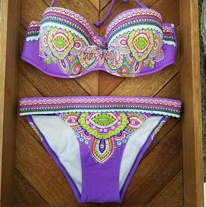 Purple Paisley Push Up Bikini